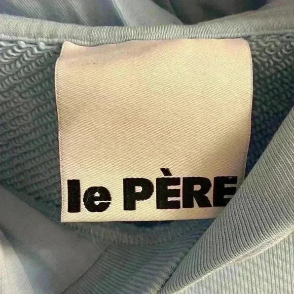 Le Pere heart sweatshirt hooded men light blue 100% cotton‎ Medium - Picture 7 of 8